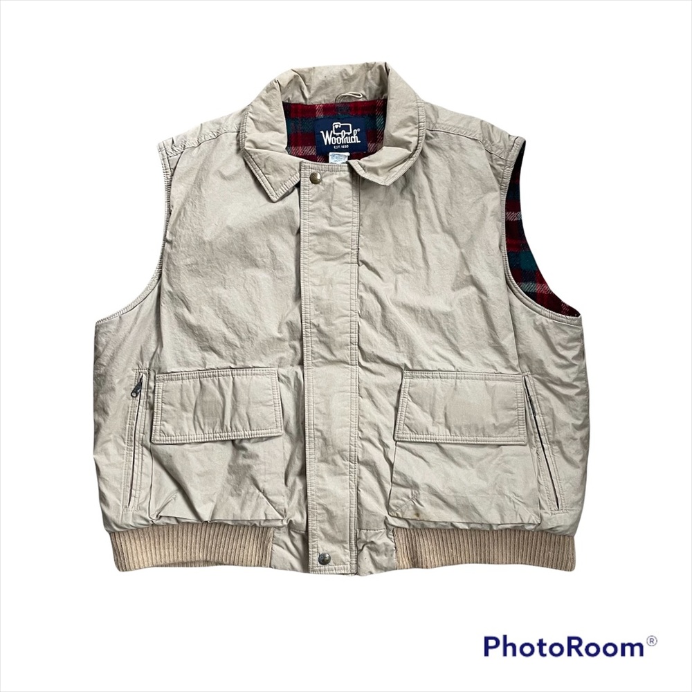 vintage woolrich flannel lined puffer vest